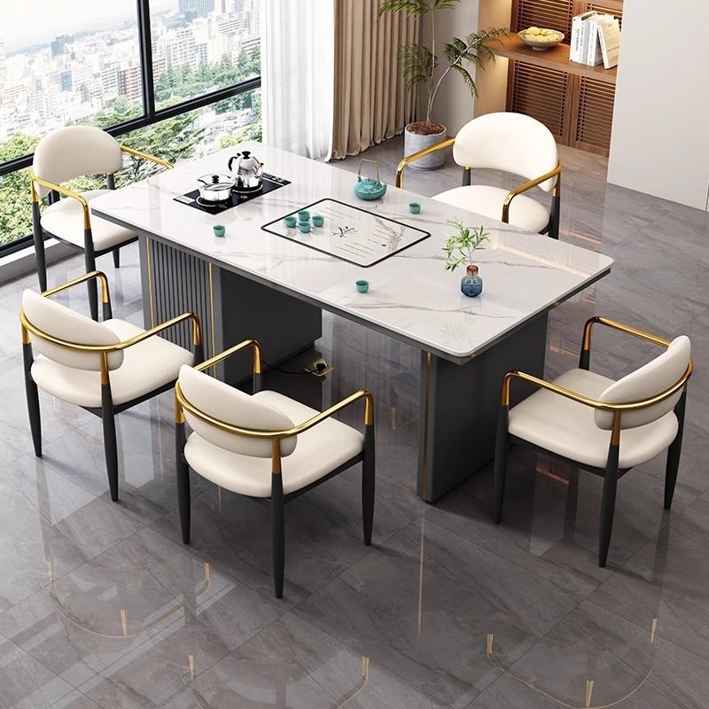 Mesa de té de estilo italiano de lujo incorporada simple y moderna mesa de té de oficina en el hogar balcón pequeña mesa de té de agua hirviendo