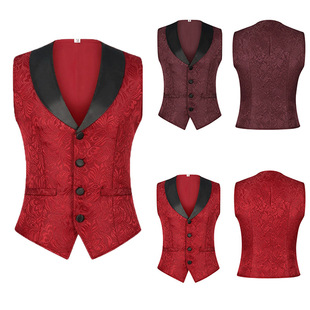 Man Tianyu European and American Halloween Men's Pleated Single-Breasted Suit Vest Medieval Vest Cos Performance Clothing