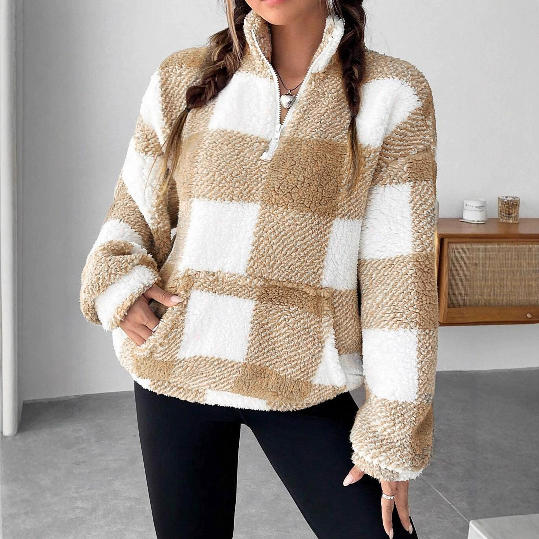 Amazon ebay2022 Зима Новая мода женская Европейская и американская пуговица плюшевый Топ нерегулярного бренда Tide сплошной цвет пальто