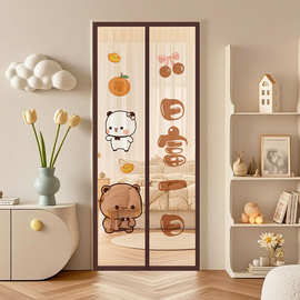 一件代发防蚊门帘印花新款厂家直销金刚网防蚊隔断帘磁吸门帘子