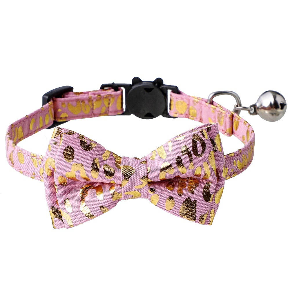 Nuevo estampado transfronterizo estampado leopardo punto arco de doble capa desmontable collar de seguridad para mascotas