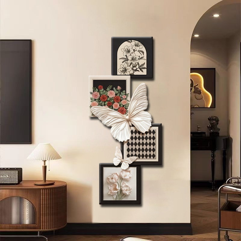 D265 French Mid-Century Style Bedroom Bedside Decoration Italian Butterfly Living Room French Retro Sofa Entrance Hanging Painting
