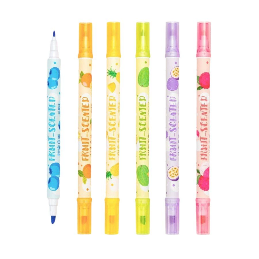 Fluorescence teaching marker for elementary school students, 6 pieces, handmade