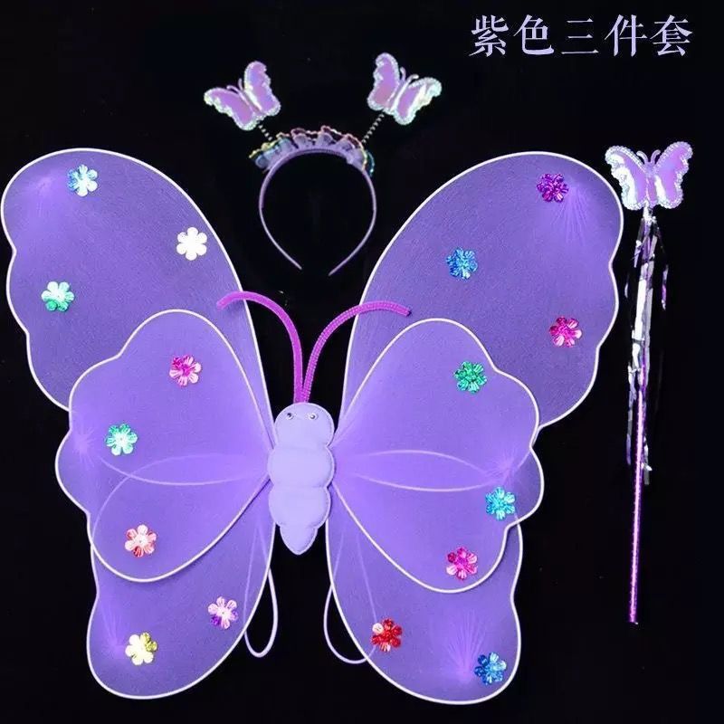Mariposa brillante alas juguetes para niños regalos de cumpleaños estrella falda de hadas palo pequeña princesa conjunto de props