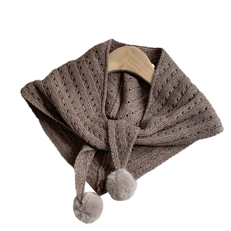 Sopa de mujer coreana de estilo universal bollo de lana original lindos bollo de lana triángulo tela bufandas de lana cálidas