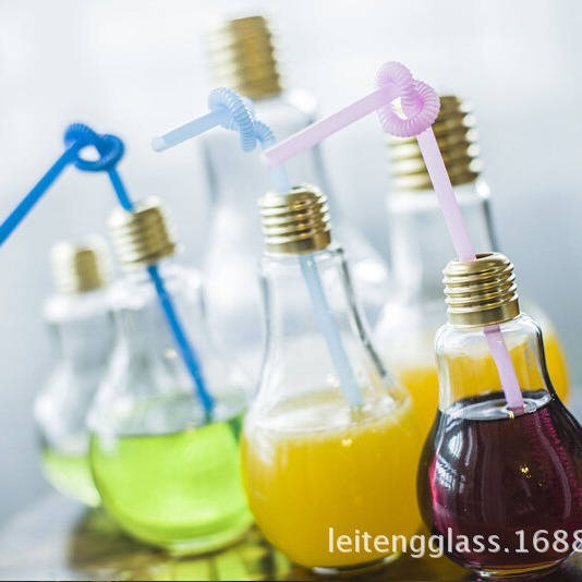 现货供应灯泡饮料瓶奶茶玻璃瓶规格齐全100ml150ml200ml300ml400m