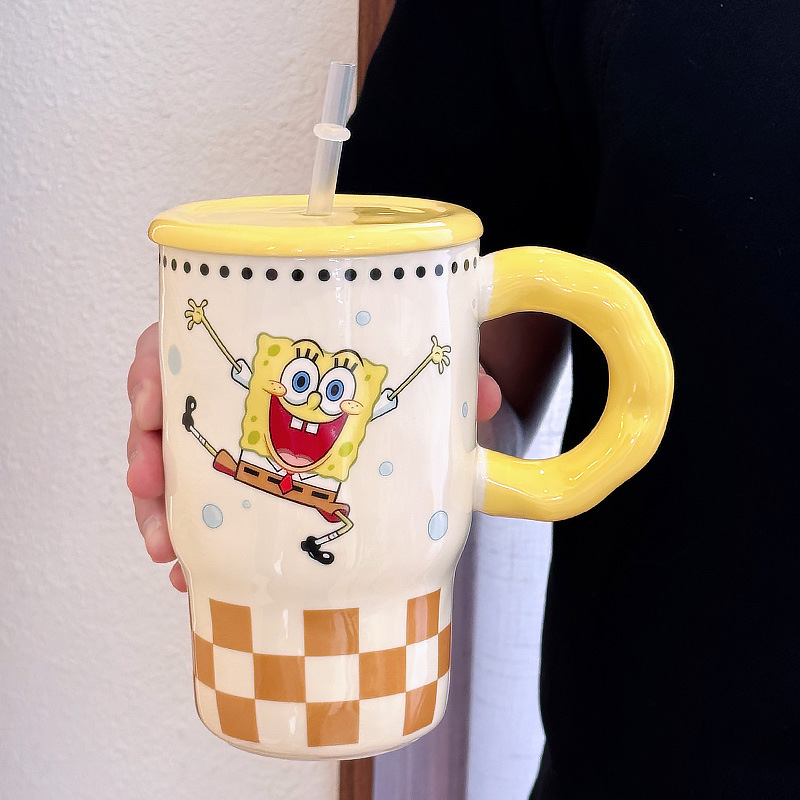 スポンジの赤ちゃんの派の大星のコップの女子学生の陶磁器のマグカップのカップルのコップの大容量の事務室の誕生日のプレゼント|undefined