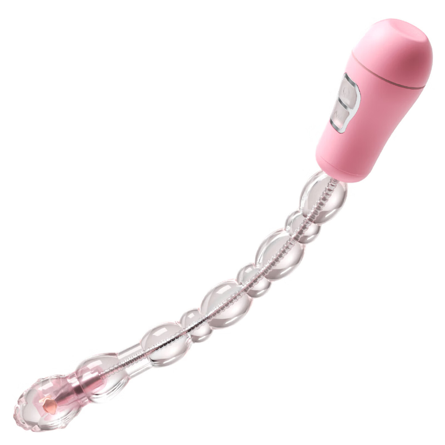 Transformable Dragon Vibrating Anal Plug with Beads, Pink Rechargeable TPE Stimulator — detail image 11