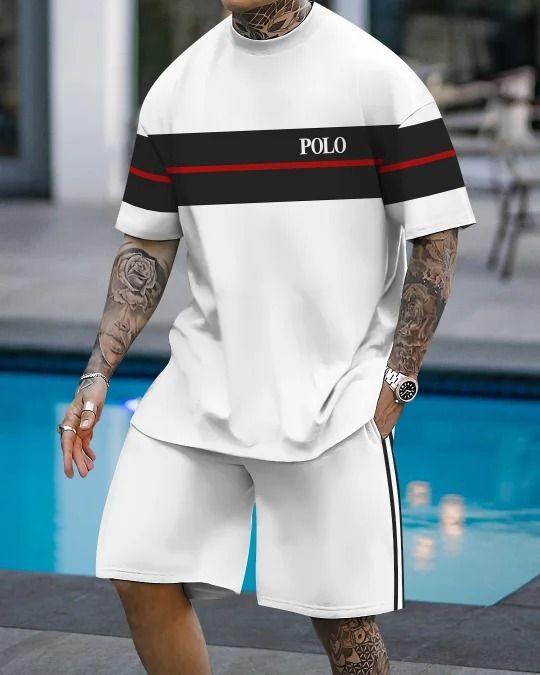 Comercio exterior europeo y americano Amazon 2025 nuevo estilo casual a juego de color manga corta cuello redondo camiseta pantalones cortos traje ME5 MA04