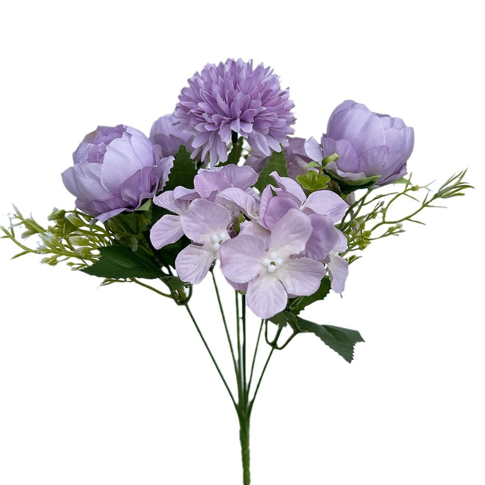 Simulation Rose Nordic Peony Combination Flower Hydrangea Small Handle Bouquet Wedding Road Flower Decoration_voghion.com
