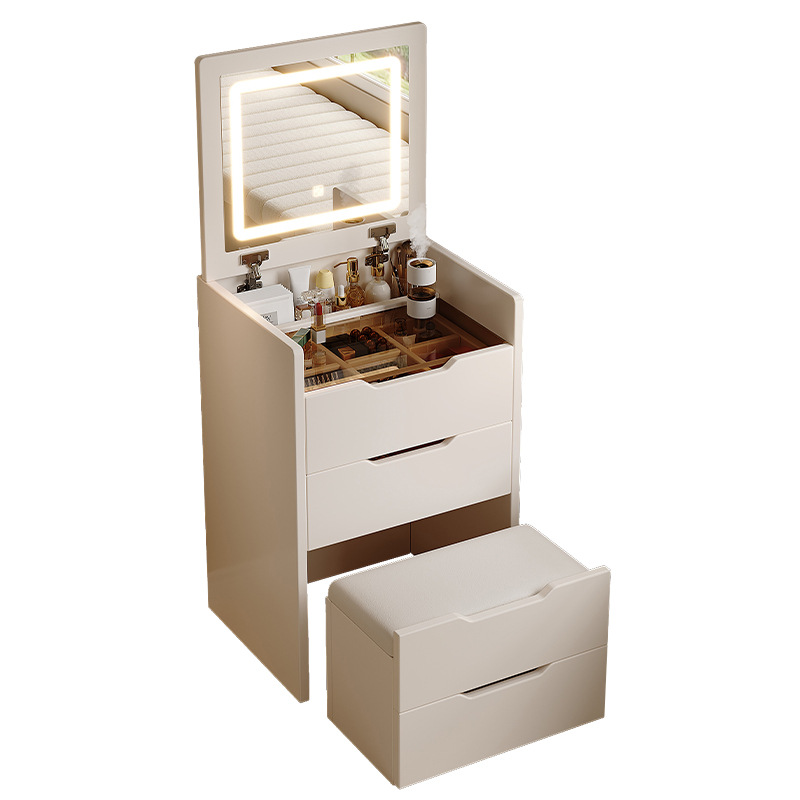 Comedor de tocador dormitorio moderno y simple mini cabecera de cama plegable gabinete de almacenamiento en una mesa pequeña mesa de maquillaje de estilo crema