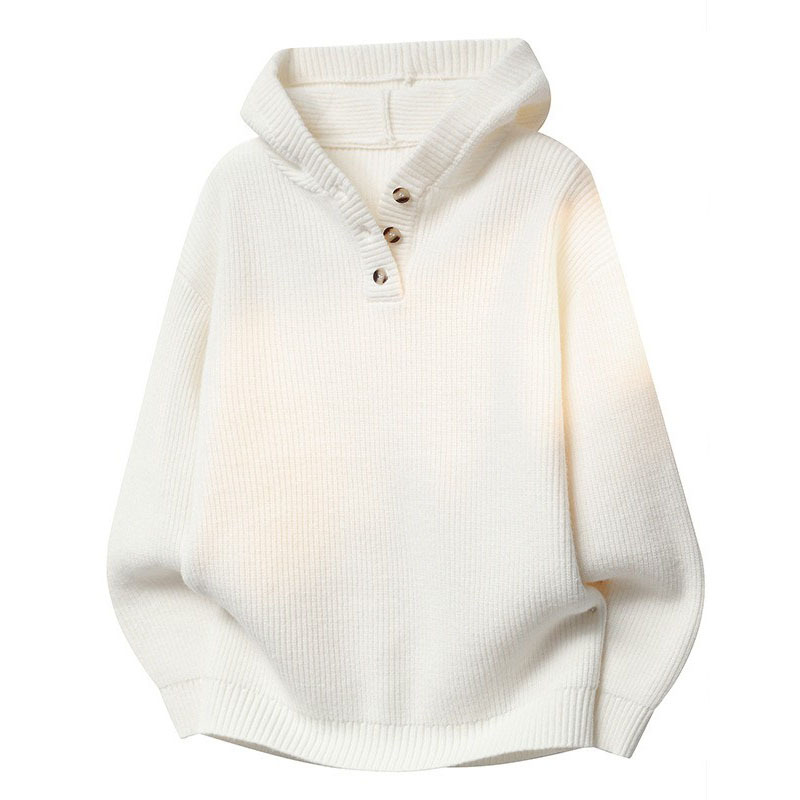 Explosiones transfronterizas de tamaño europeo suéter de punto con capuzas hombre flojo viento medio abierto botón fábrica de marea al por mayor