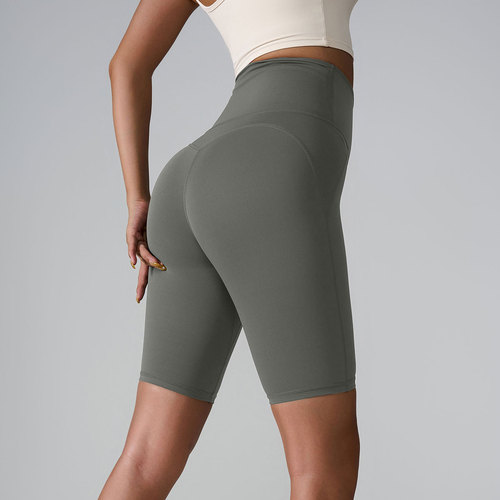 Amazon Cross-border Spring and Summer Yoga Pants Seamless Bare Skin Style Quarter Shorts with Pockets Tight Sports Shorts