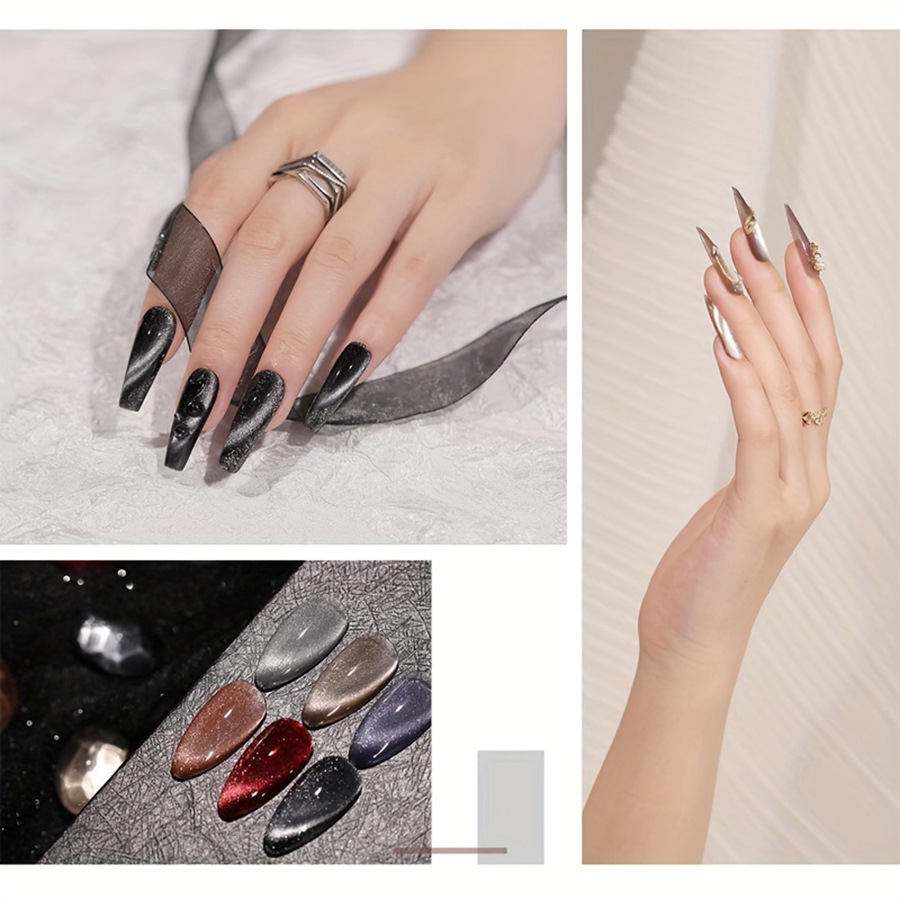 Ojo de gato esmalte de uñas pegamento 2023 nuevo Internet celebridad popular color hielo transparente satén gato ojo pegamento pequeño conjunto para el salón de uñas