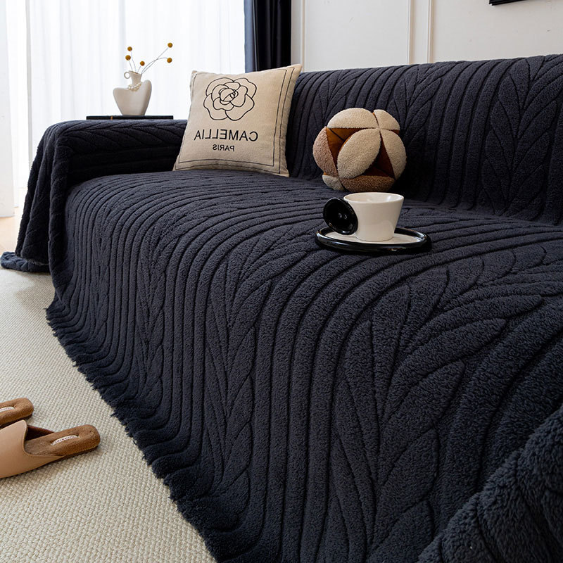 Otoño y invierno toalla de sofá gruesa, almohadilla de sofá de color sólido, toalla de sofá antideslizante y resistente al desgaste, toalla de sofá antideslizante, invierno grueso