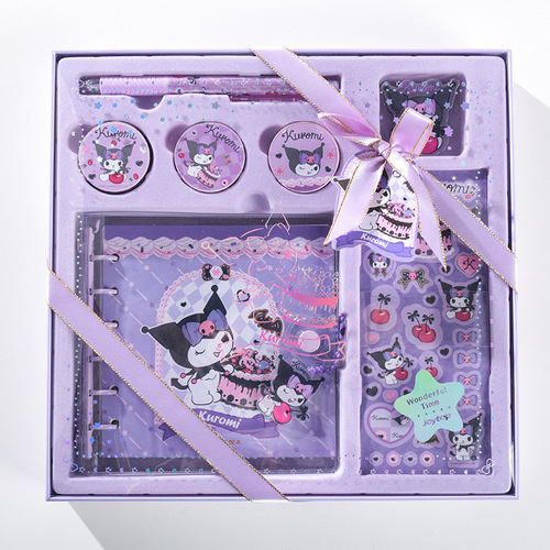 Yuemu Sanrio Kuromi Handbook Gift Box Set Girly Heart Checkered Big-Eared Dog Student Notebook Handbook