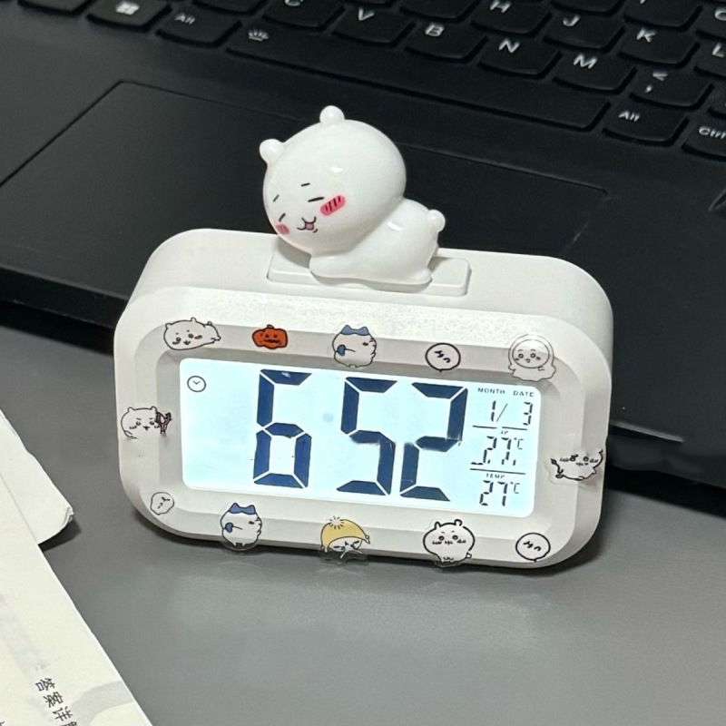 かわいい Jiyikawa 人形装飾ミニ目覚まし時計学生寮多機能タイミングベッドサイド時計目覚まし時計|undefined