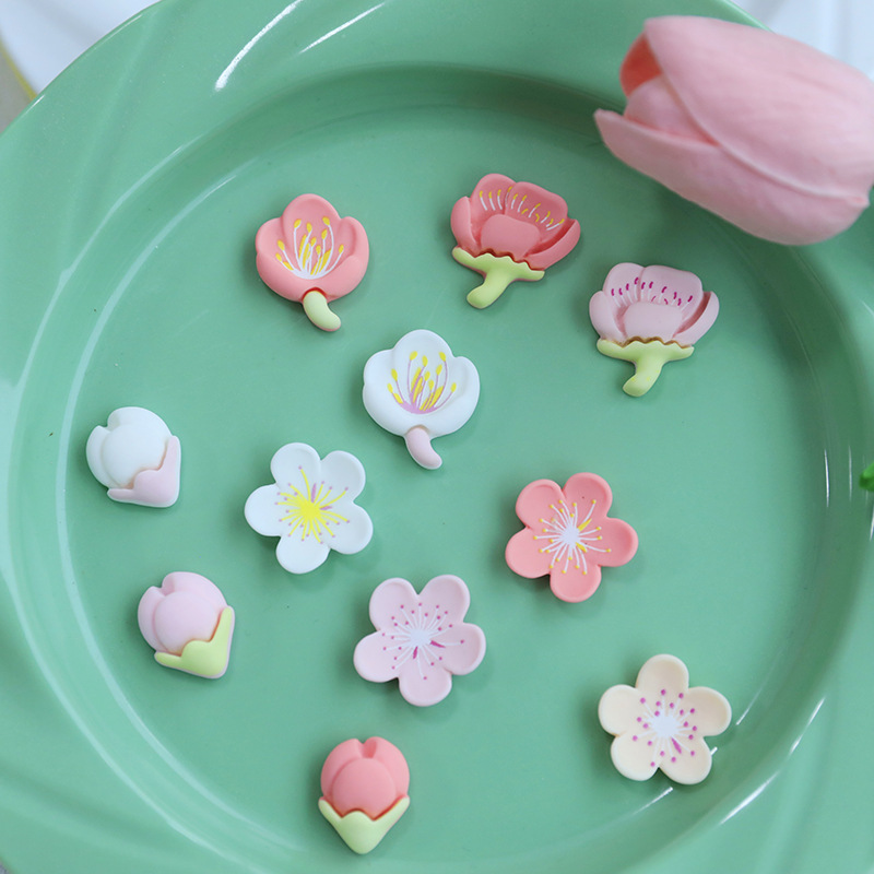 Cross-border Small Fresh Peach Blossom Resin Jewelry Accessories Car...
