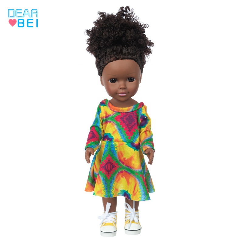 Nueva muñeca de vinilo de 14 pulgadas muñeca Africana renacida muñeca de simulación de juguete para niños muñeca de vestir