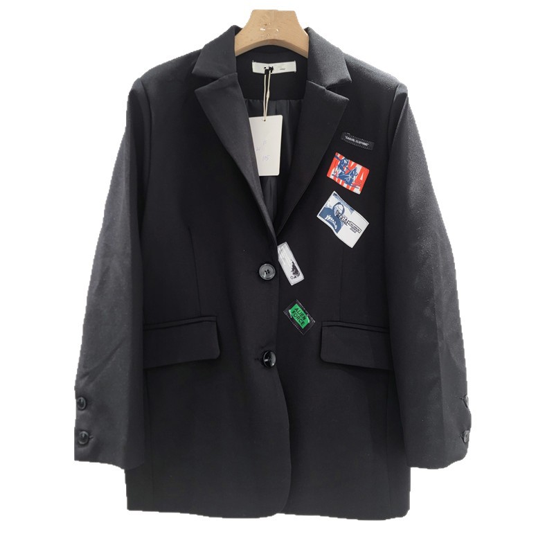 Chaqueta de Traje con Estampado y Parches Poliéster Estampado Decorativo para Primavera y Otoño image 5