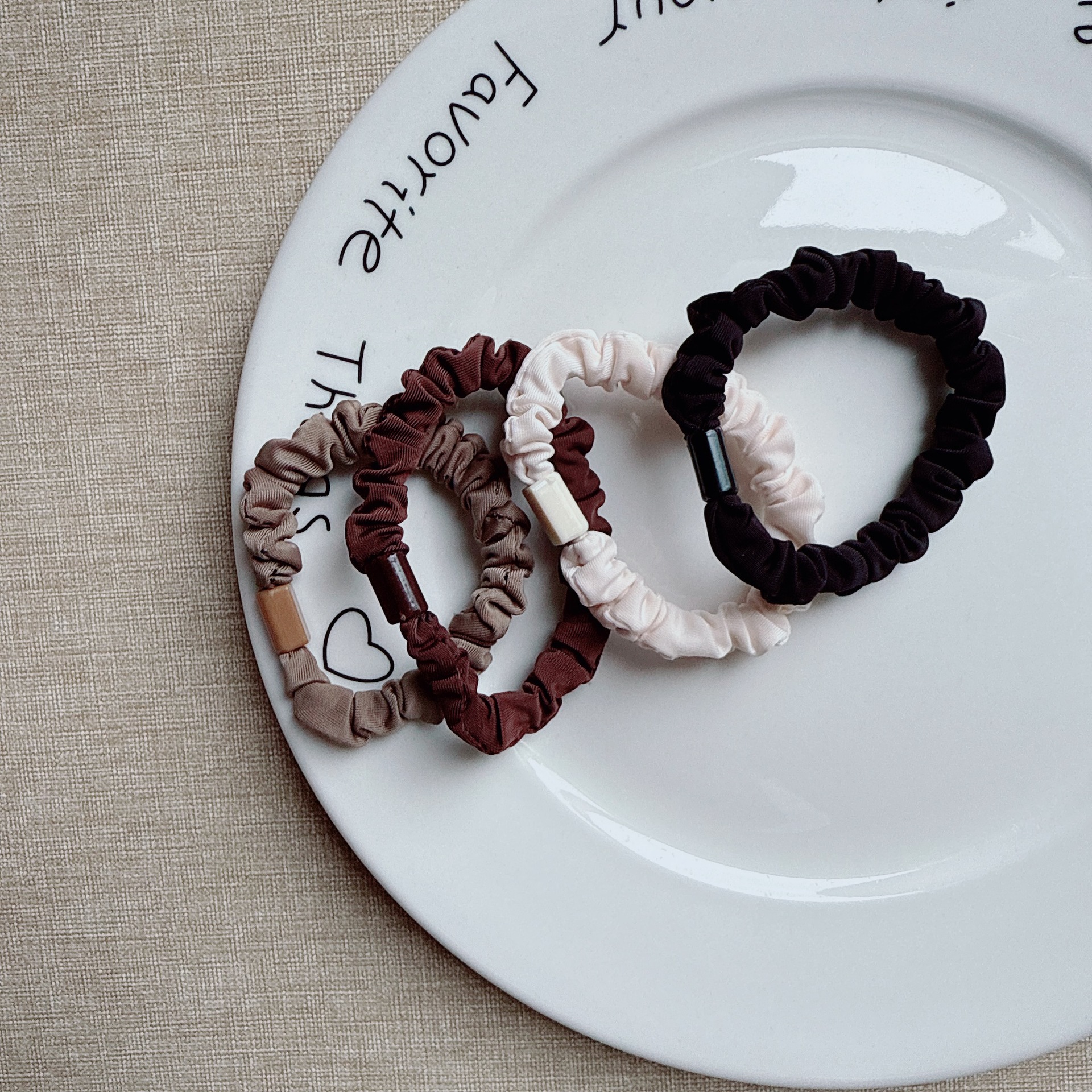 韩版布艺小肠发圈 ins简约扎头发皮筋丸子头发绳女高弹力耐用头绳