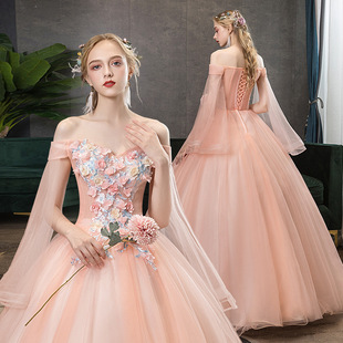 Photo Studio Theme Clothing 2025 New Banquet Host Long Tutu Skirt Wedding Pink Colorful Gauze Women's Evening Dress
