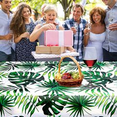 Cross-border new Hawaiian palm leaf tablecloth PEVA waterproof oilproof disposable tropical leaf party tablecloth
