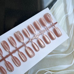 30片手工穿戴美甲短杏仁小碎鑽新款百搭高級可拆卸美甲貼片