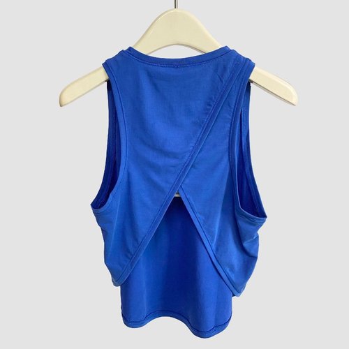 Yoga top with open back, loose butterfly cross, sleeveless, cover-up style, fitness sport top for women, summer, milk silk
