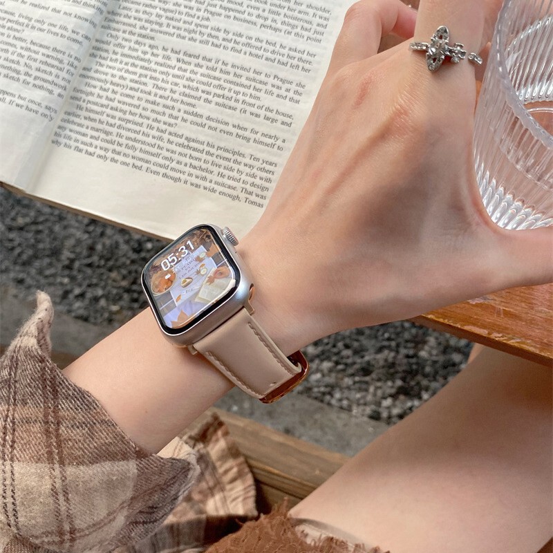 Advanced sense leather strap for Apple Watch iwatch10 generation Applewatch987654Ultra/SE