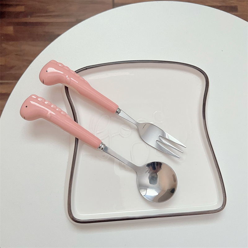 핑크 공룡 숟가락