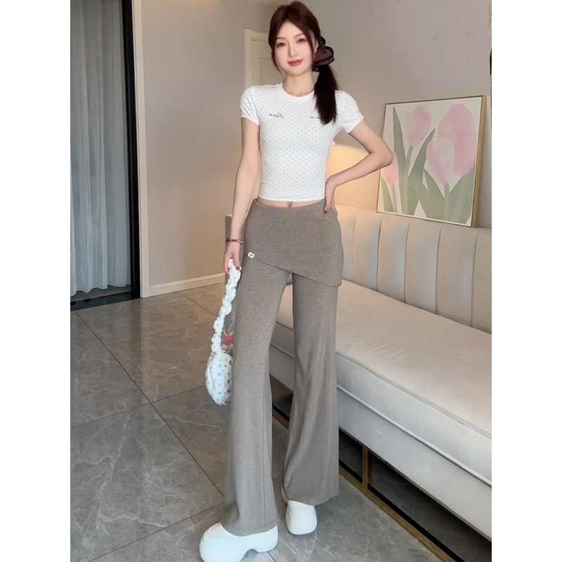 Brown Flared Pants for Women, Spring 2026 New Style, Petite Size, Draped Flare Pants, Slim Fit, High Waist, Slimming Sports Pants Brown Flared Pants for Women, Spring 2026 New Style, Petite Size, Draped Flare Pants, Slim Fit, High Waist, Slimming Sports Pants