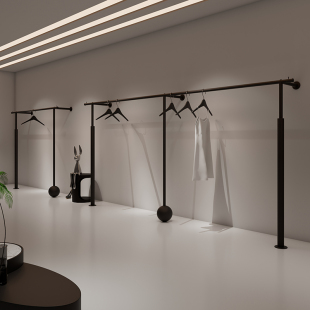 Shelf Floor-Standing Women's Clothing Store Hanger Black Clothing Store Display Rack Simple Wall Rack Men's Special Display Wall Hanging