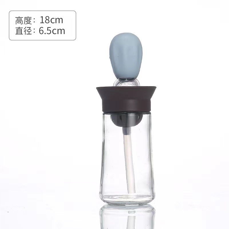 計量ブラシオイルボトルシリコーンオイルブラシキッチン家庭用逆さブラシ一体型ガラスオイルポットバーベキューエアフライヤーブラシオイルボトル|undefined