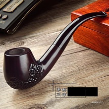 黑檀石楠木实木烟斗男士老式手工旱烟锅锅子弯式复古烟丝斗无其他