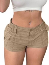 K 27715 Women's Solid Color Denim Shorts ��װţ�ж̿� �羳��