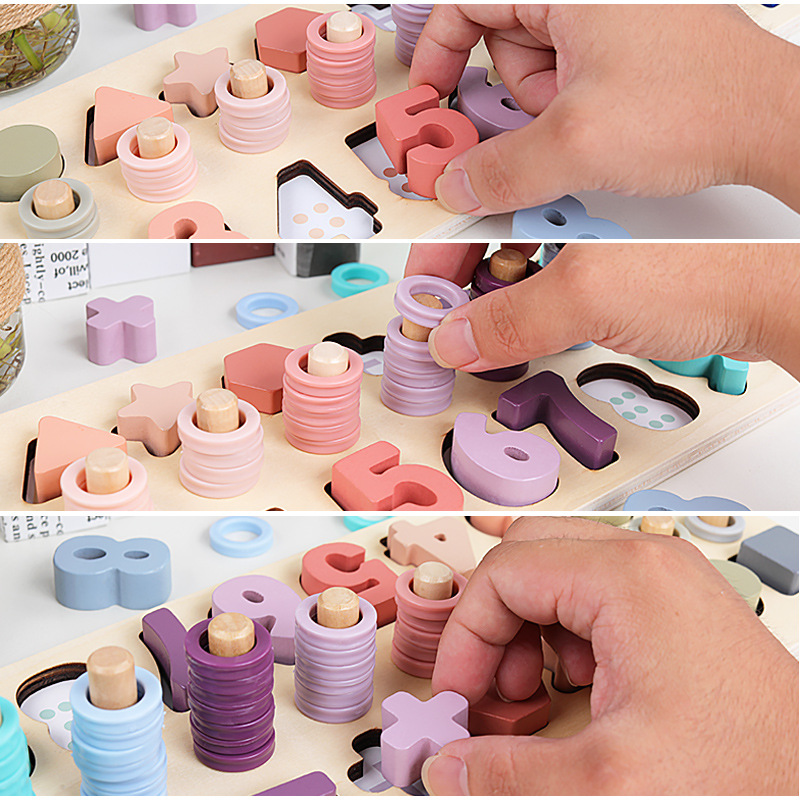 Montessori macaron tablero logarítmico Digital Color clasificación forma cognitiva juego bloques de construcción educación temprana juguetes educativos