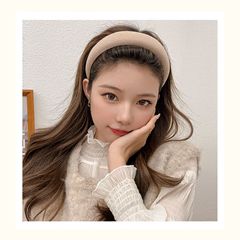 Coffee color wide edge sponge hair tie for women high forehead hair clip 2023 new versatile hair accessory hair bun autumn