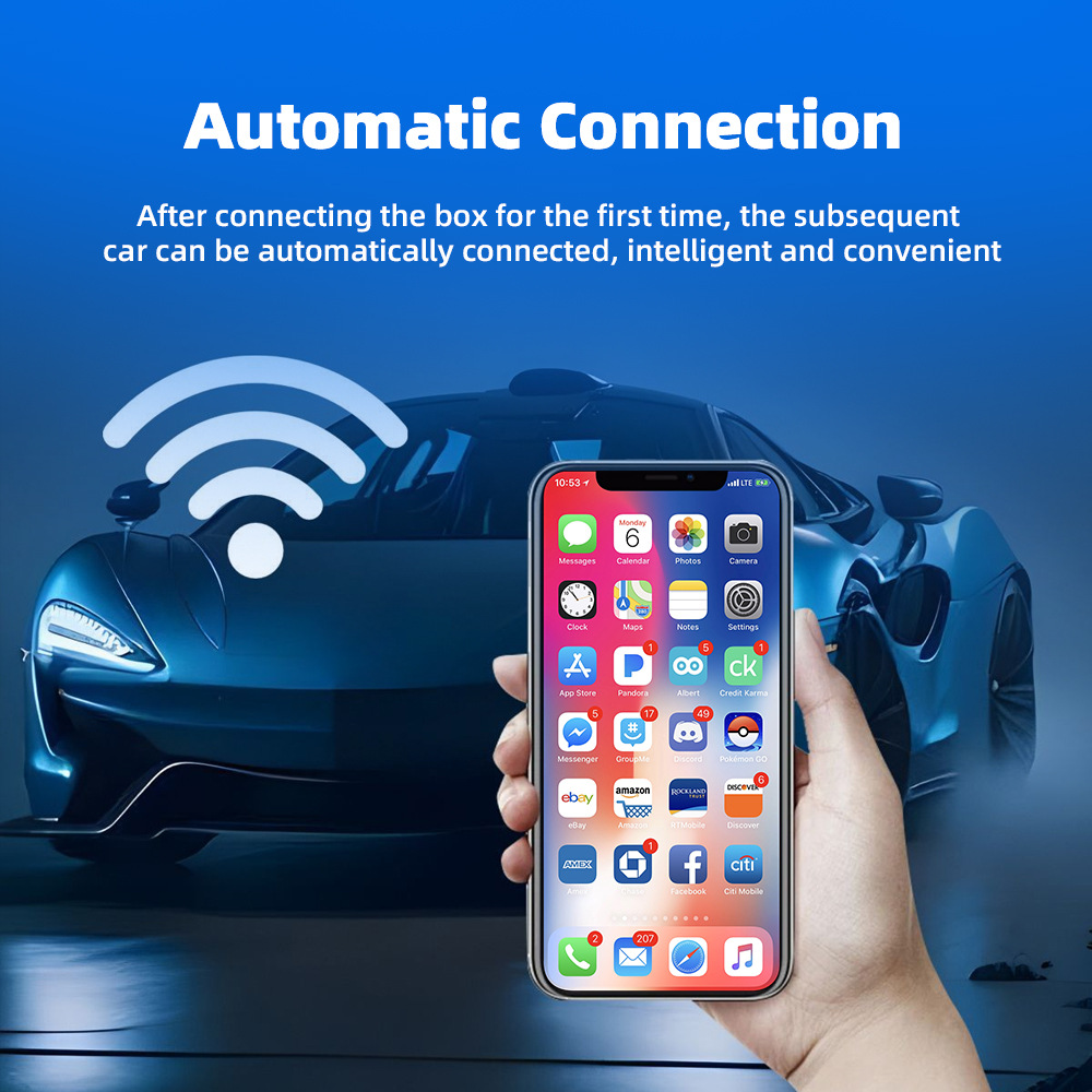 CarPlay adapter for in-car use: instantly converts wired connections to wireless, enabling seamless connectivity between your car and your device, with lossless installation