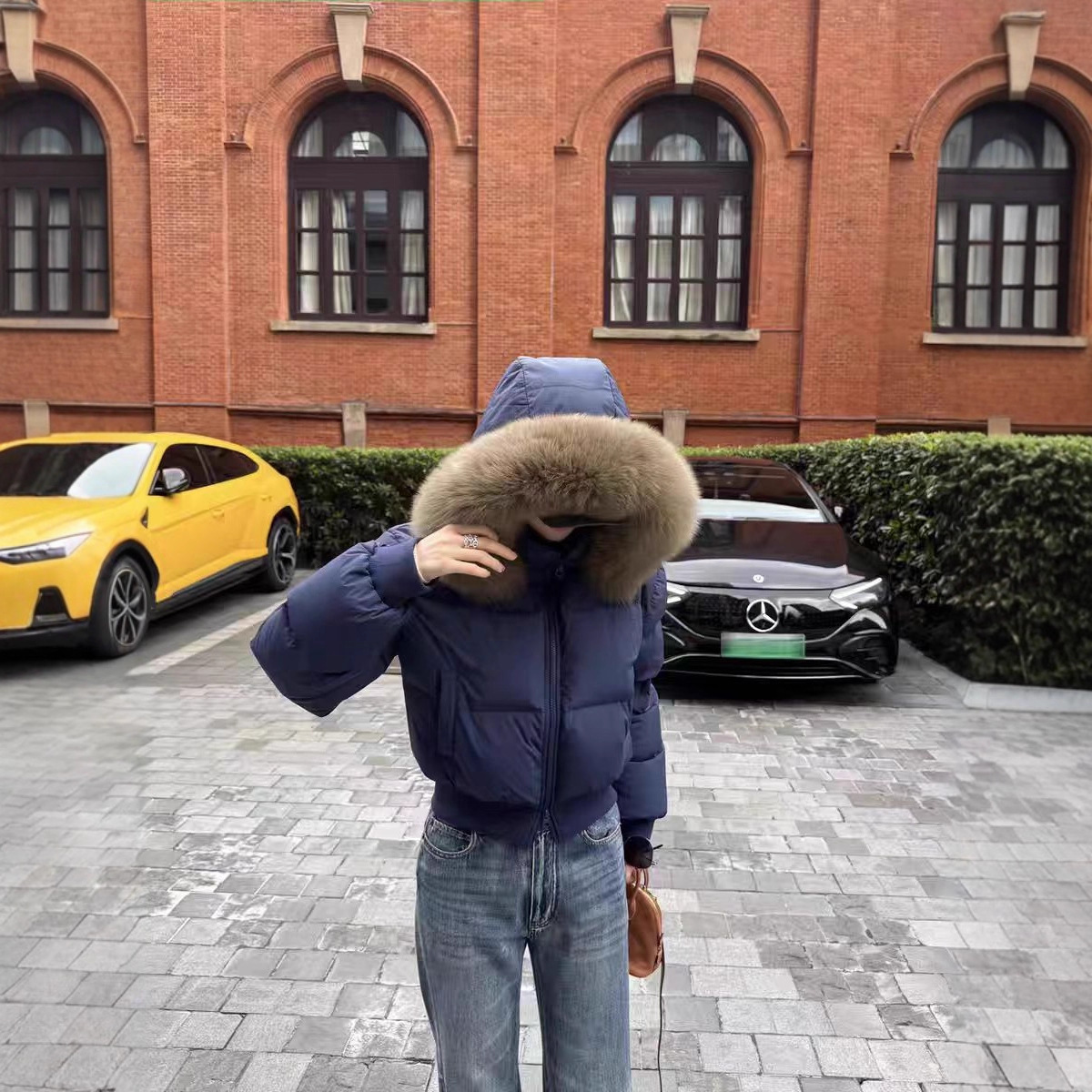 여성용 짧은 다운 재킷, 큰 퍼 칼라, 90% 화이트 덕다운, 두꺼운 후드, 2026년 겨울 신상, 작은 체형용, 허리 조절 가능, 방한