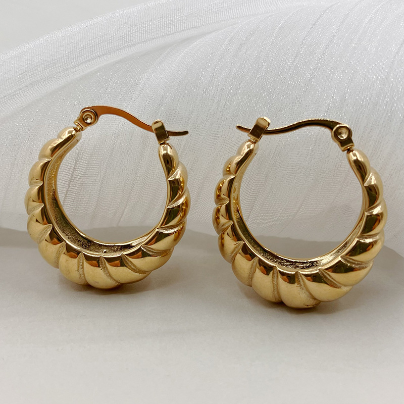 Retro Geometric Stainless Steel Plating Earrings 1 Pair