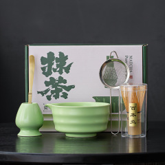 厂家直销陶瓷抹茶碗套装彩盒跨境抹茶碗五件套陶瓷茶具配件