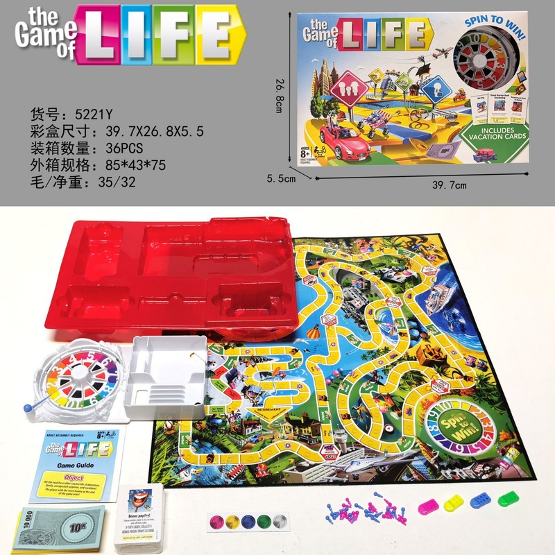 ホットセール英語版 The Game of Life Life Journey カード付き大型ターンテーブル Life Journey 富の壺|undefined