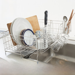 Cross-border 304 stainless steel telescopic draining basket storage, no installation required kitchen countertop bowl and cup rack, wholesale