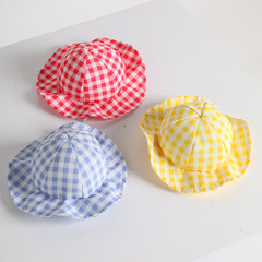 Manufacturer's dog hat, summer cool photo decoration, pet little yellow hat, cute fashionable plaid cat sun protection hat