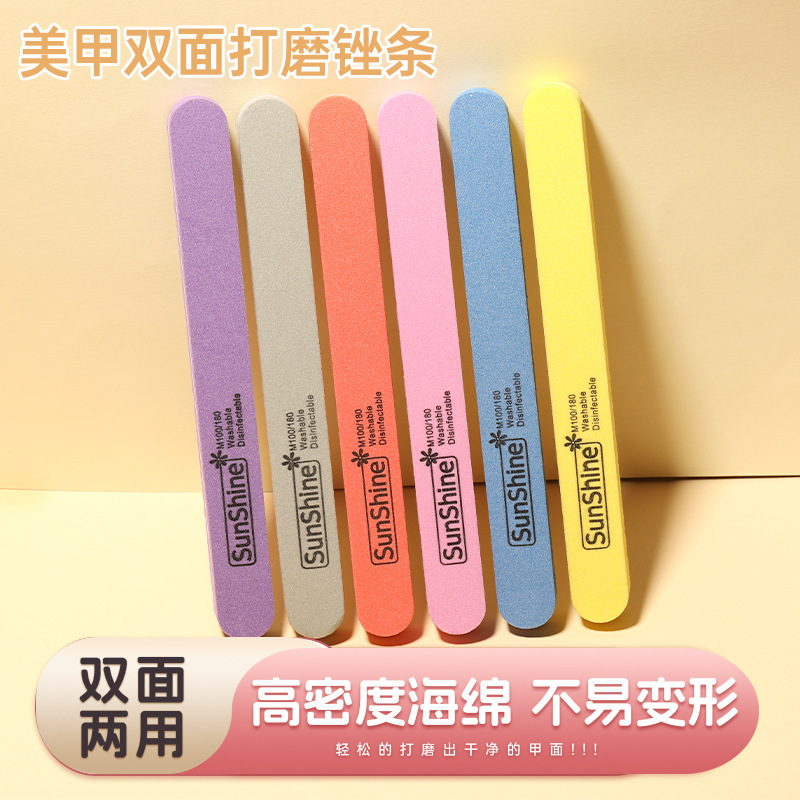 Sponge Rubbing Strip, Manicure Strip, Double-Sided Durable Round Sand Strip, Nail File, Polishing Strip, Special Tool for Nail Salon