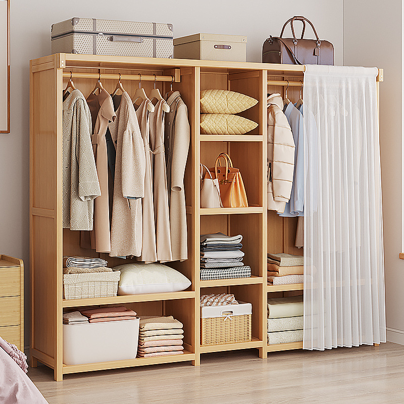 Household bedroom floor-standing coat rack simple clothes rack clothes storage locker clothes drying rack indoor small wardrobe