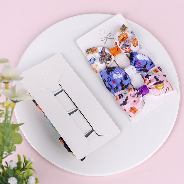 13g Weight Hair Accessories Classification Halloween Festival Bow Knot Pattern Kid'S Gender Fashion Style Halloween Children's Bow Hairpin Three-piece Set Wholesale Nihaojewelry 1