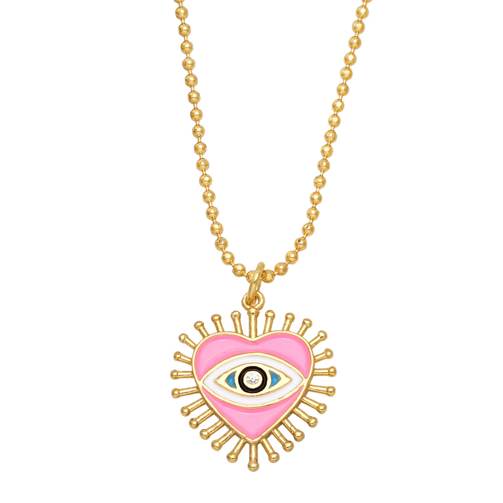 Fashion Devilu0027S Eye Heart Shape Copper Pendant Necklace Enamel Copper Necklaces