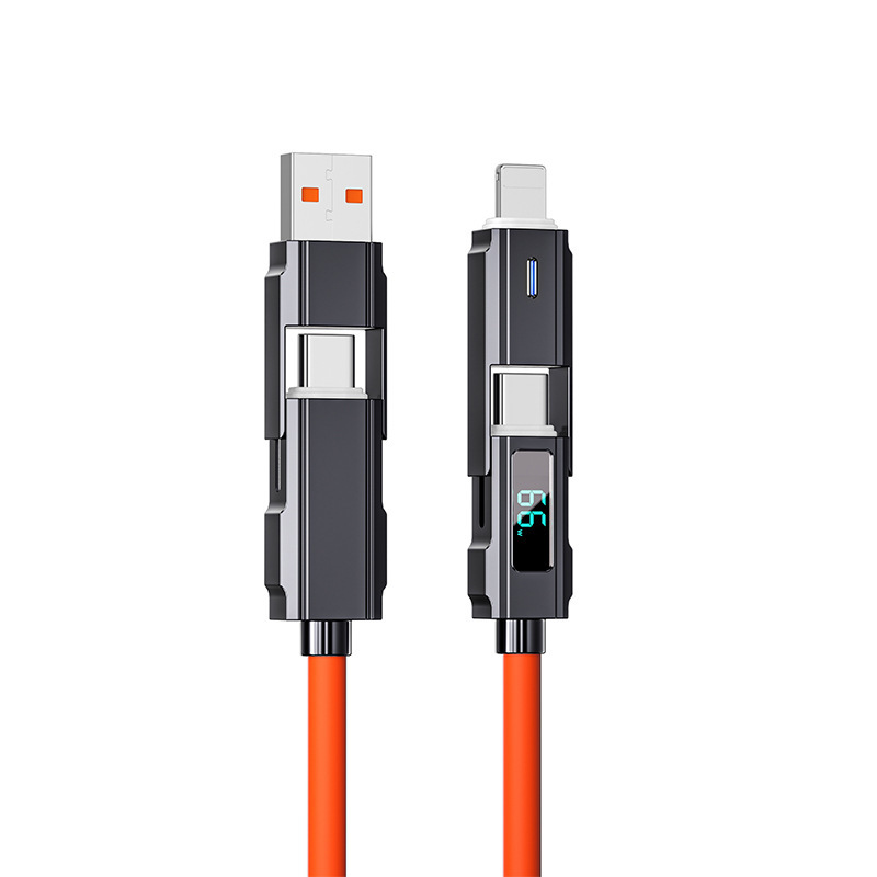 デジタルデータケーブルtypec四合一シリカゲルPD速充線一モップ四usbアンドロイド携帯電話充電線卸売り|undefined